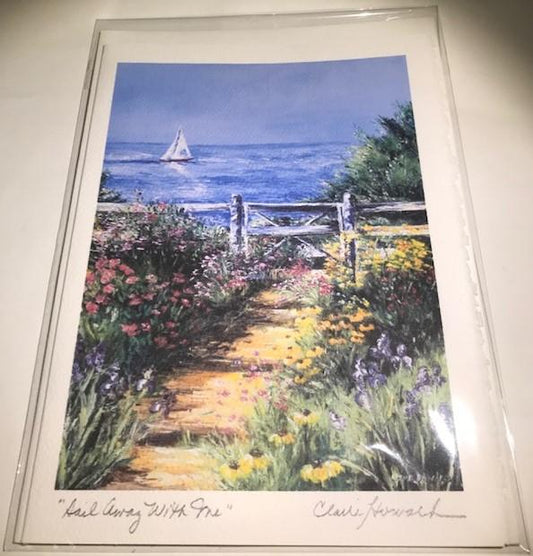 Art | Sail Away With Me Card | Hand Signed by Claire Howard | 7" x 5"-Greeting Cards-Sterling-and-Burke