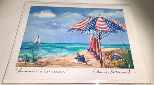 Art | Summer In America | Hand Signed Card by Claire Howard | 5" x 7"-Greeting Cards-Sterling-and-Burke