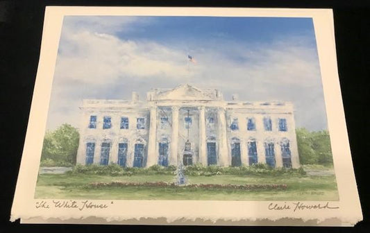 Art | The White House | Stationery Note Card | Hand Signed by Claire Howard | 5" x 7"-Greeting Cards-Sterling-and-Burke