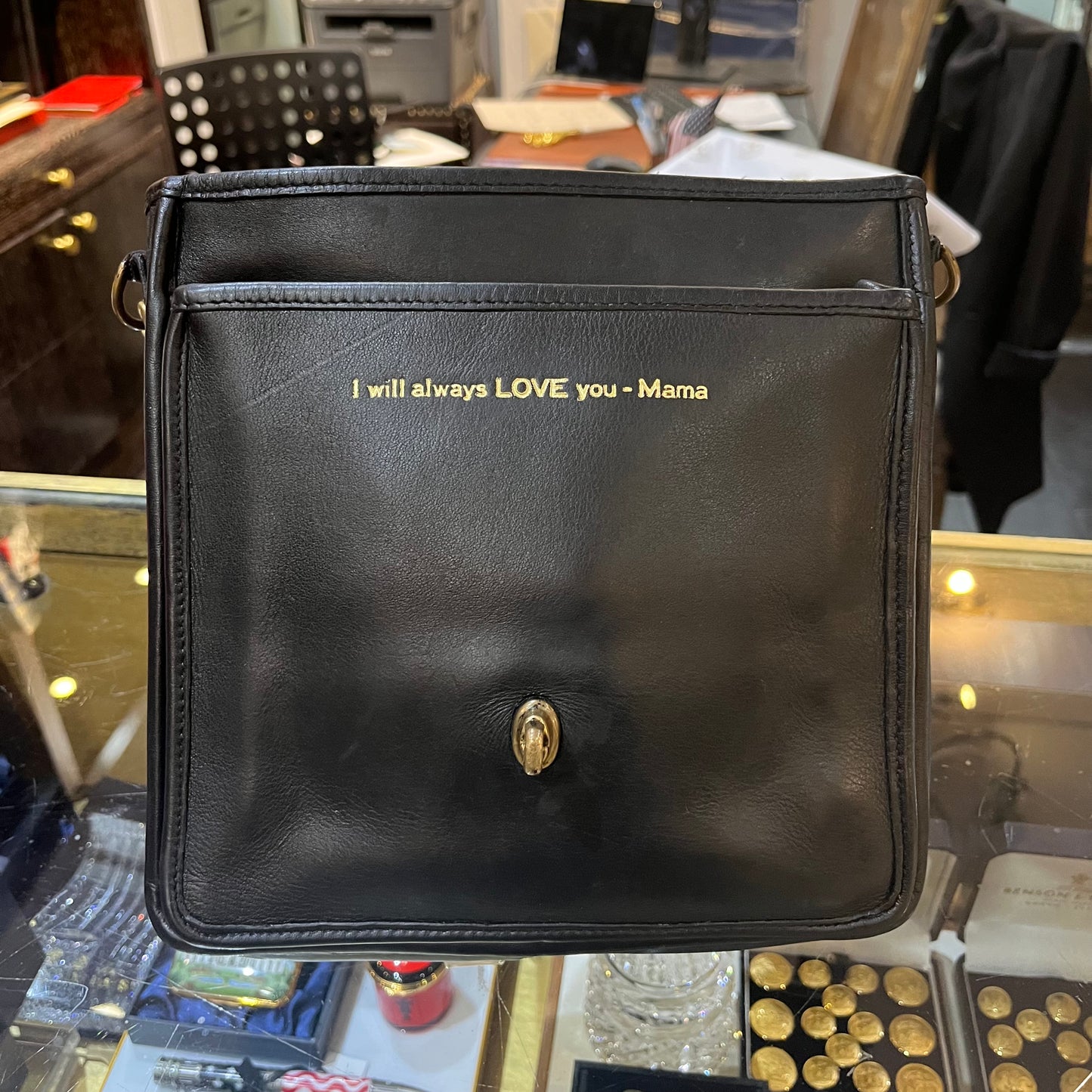" Custom Stamping on Vintage Coach Bag - Gold Stamp - I will always LOVE you - Mama