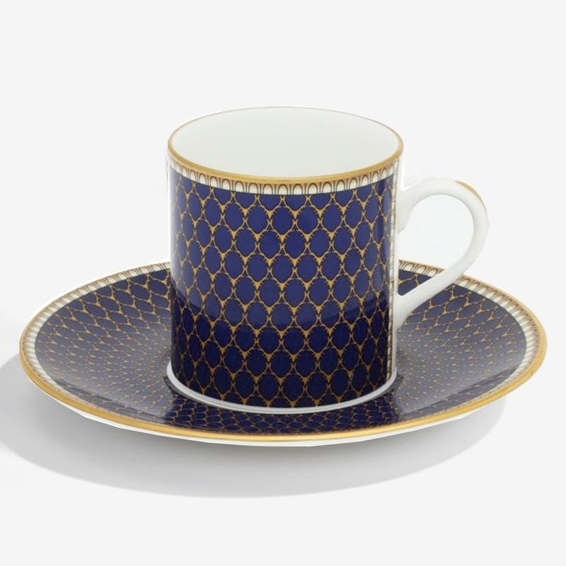 Halcyon Days Antler Trellis Coffee Cup and Saucer in Midnight