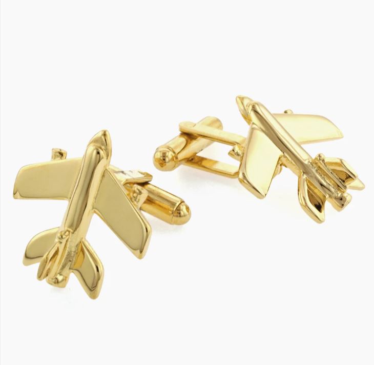 Air Plane Cufflinks | Airplane Cufflinks Manufactured in USA in Silver & Gold Finish