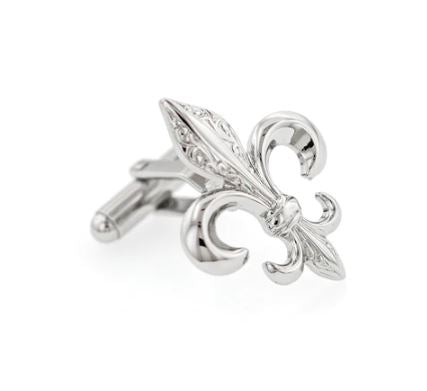 Fleur de Lis Cufflinks | Detailed Fleur de Lis Cufflinks Manufactured in USA in Silver & Gold Finish