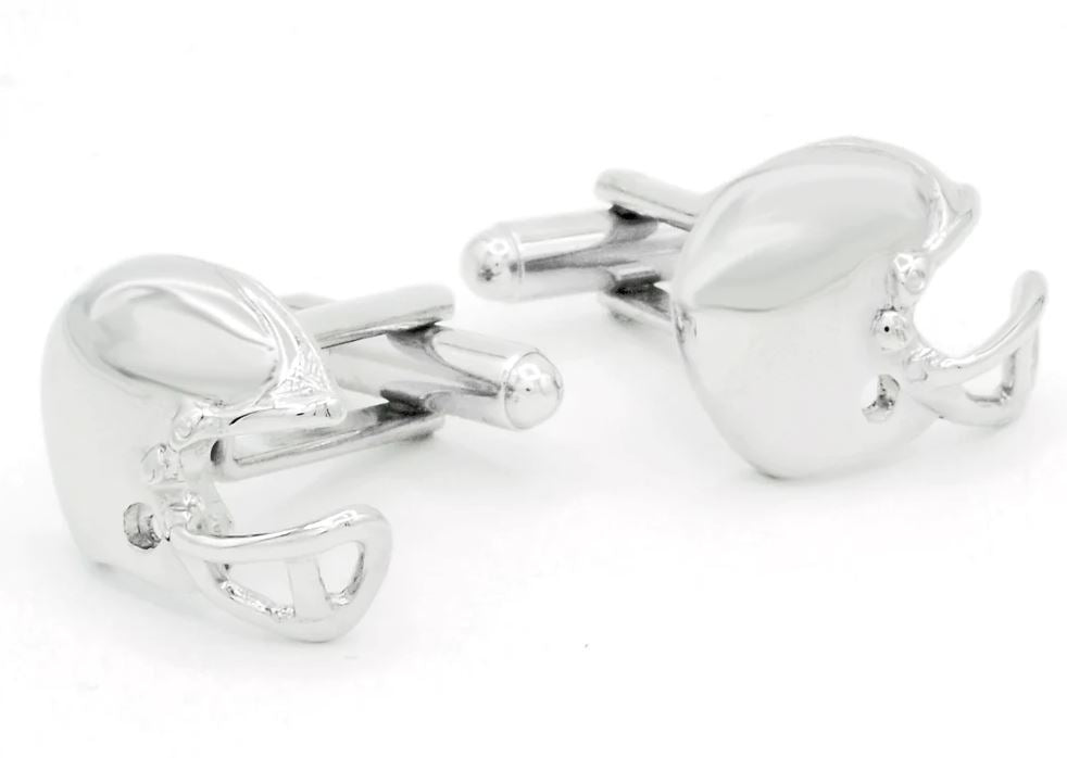 Football Cufflinks | Football Helmet Cufflinks Manufactured in USA in Silver & Gold Finish