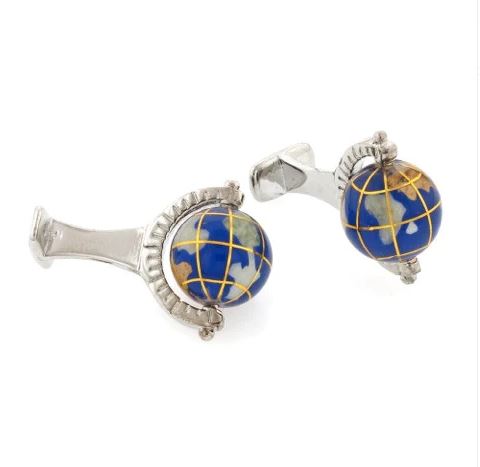 Globe Cufflinks | Spinning World Globe Cufflinks Manufactured in USA in Silver & Gold Finish