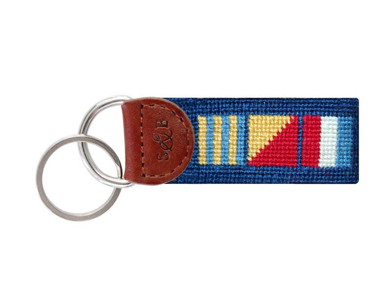 Needlepoint Collection | Got Rum Needlepoint Key Fob | Classic Navy | Smathers and Branson-Key Fob-Sterling-and-Burke