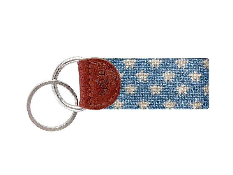 Needlepoint Collection | Stars & Stripes Needlepoint Key Fob | Sky and White | Smathers and Branson-Key Fob-Sterling-and-Burke