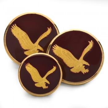 American Eagle Single Breasted Blazer Button Set, Burgundy-Blazer Buttons-Sterling-and-Burke