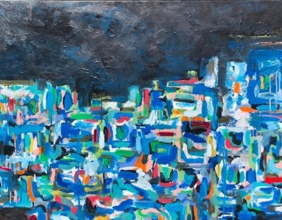Art | Blue Box | Acrylic on Gallery Canvas by Fabiano Amin | 30" x 40"