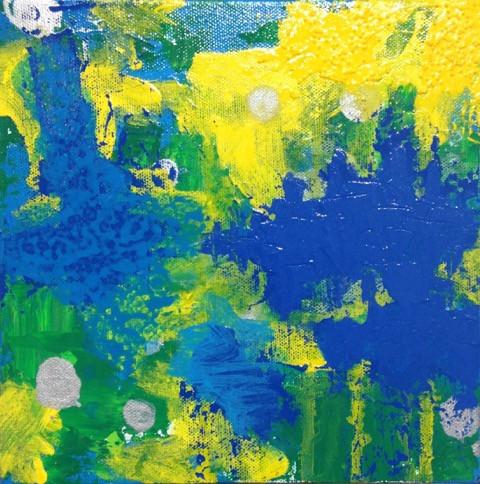 Art | Brazil | Acrylic on Wood by Fabiano Amin | 8" x 8"-Acrylic Painting-Sterling-and-Burke