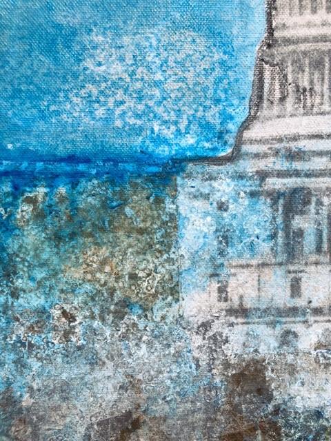 Art | Capitol Blue | Mixed Media on Gallery Canvas by Fabiano Amin | 20" x 16"-Mixed Media-Sterling-and-Burke
