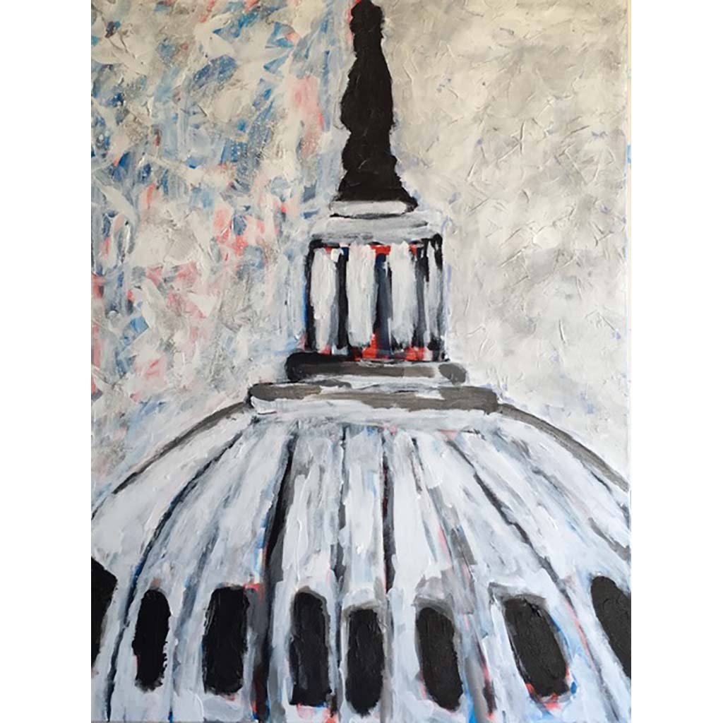 Art | Capitol Dome | Acrylic on Canvas by Fabiano Amin | 40" x 30"-Acrylic Painting-Sterling-and-Burke