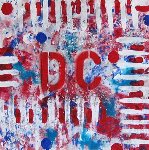 Art | Celebrate DC | Original Acrylic Mixed on Gallery Canvas by Fabiano Amin | 12" x 12"-Mixed Media-Sterling-and-Burke