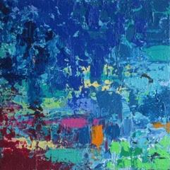 Art | Natureza Azul | Original Acrylic on Gallery Canvas by Fabiano Amin | 12" x 12"-Acrylic Painting-Sterling-and-Burke