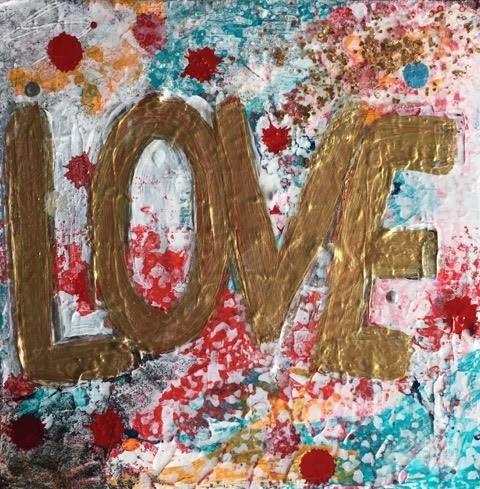 Art | Yellow Gold | Original Mixed Media on Gallery Canvas by Fabiano Amin | 10" x 10"-Mixed Media-Sterling-and-Burke