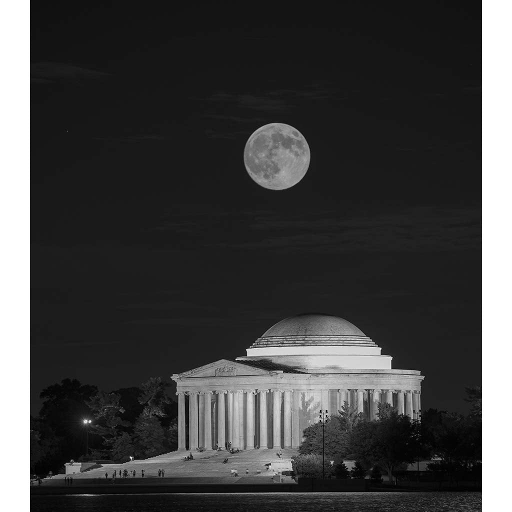 Jefferson Memorial with Moon, Photograph, 22 by 28 Inches by Frank Ruggles-Photography-Sterling-and-Burke