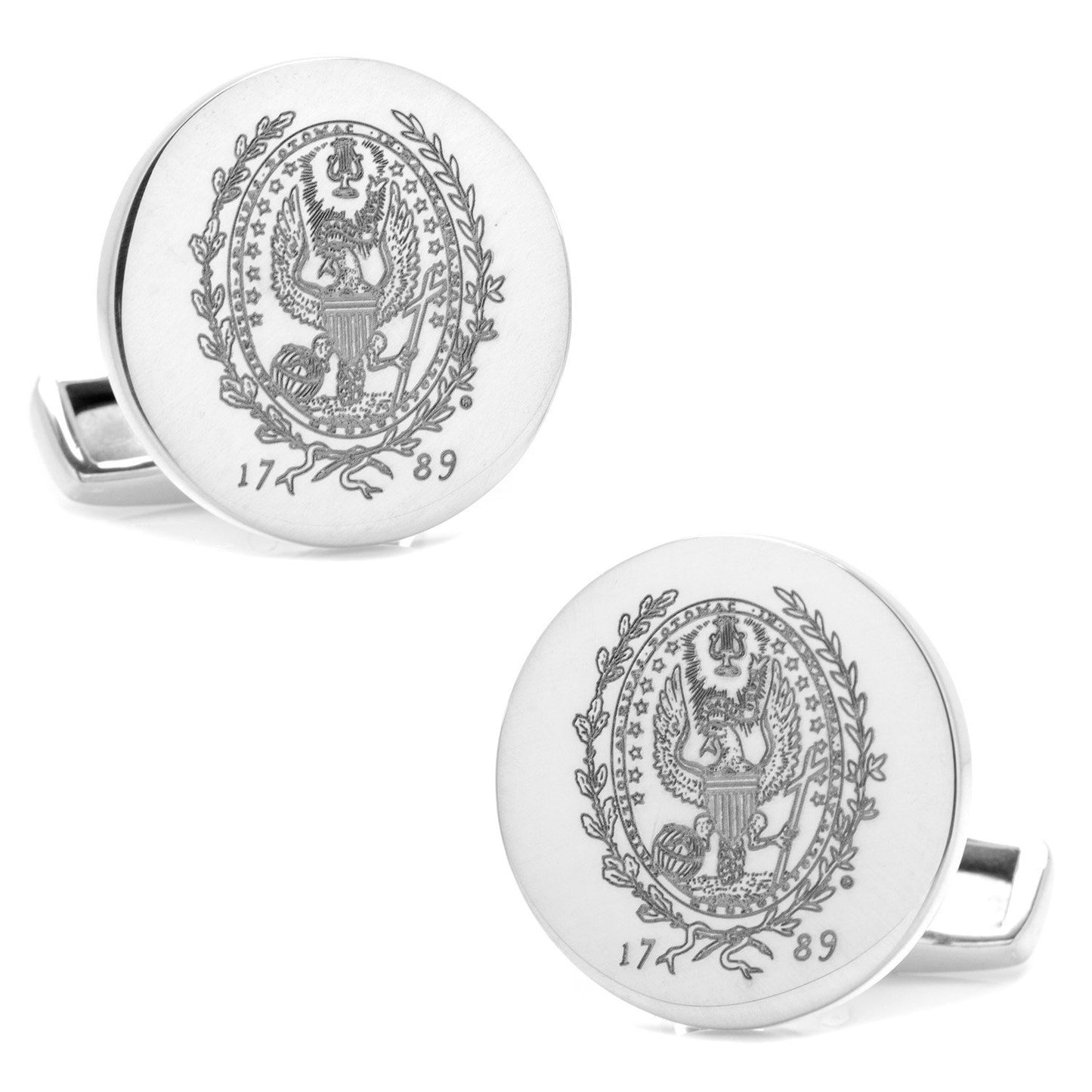 Sterling Silver Engraved Georgetown University Crest Cufflinks-Cufflinks-Sterling-and-Burke