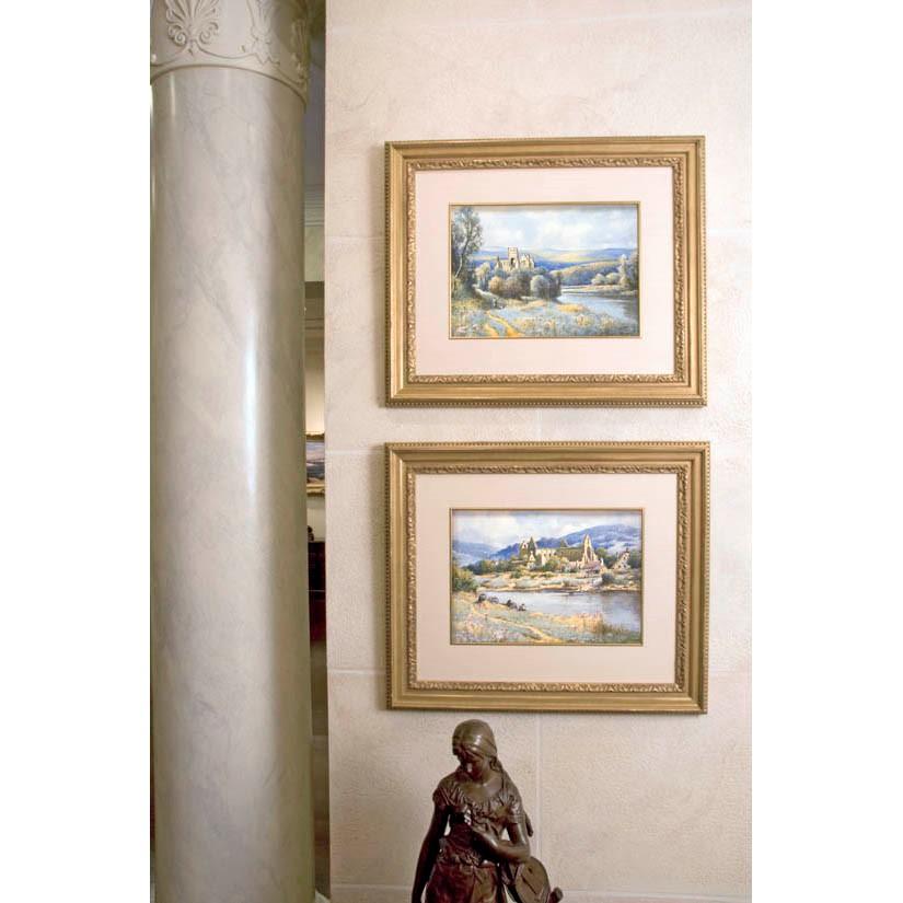Antique Watercolor Painting | Melrose Abbey by H. English | 19.5 by 22.75 Inches-Watercolor-Sterling-and-Burke