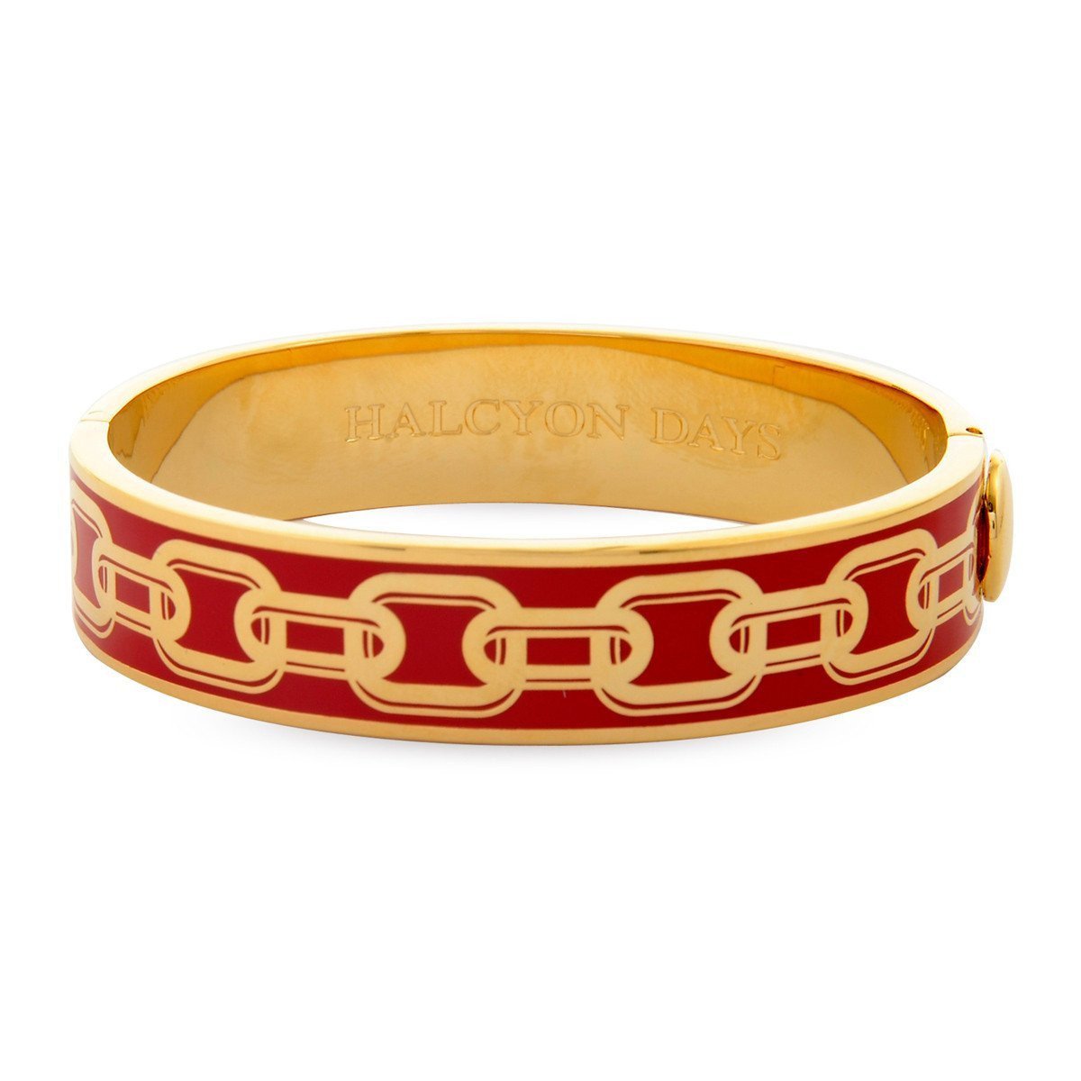Halcyon Days 13mm Chain Hinged Enamel Bangle in Red and Gold-Jewelry-Sterling-and-Burke