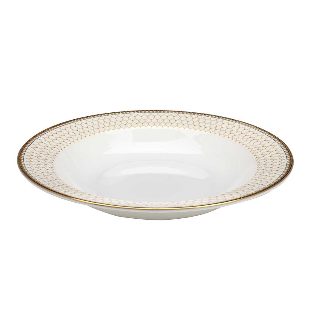 Halcyon Days Antler Trellis 9" Soup Dish in Ivory-Bone China-Sterling-and-Burke
