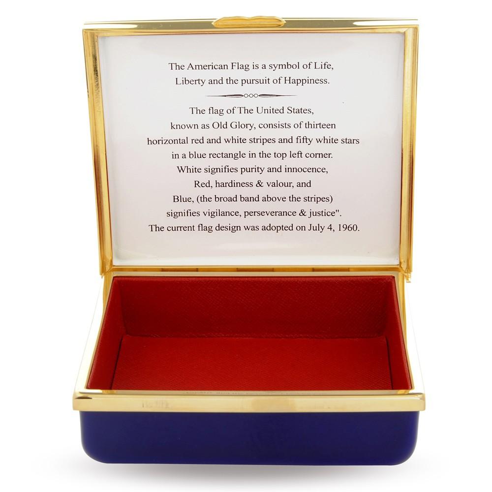 Halcyon Days "The Stars and Stripes" American Flag Enamel Box, Large-Enamel Box-Sterling-and-Burke