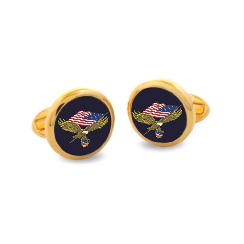 Halcyon Days Patriotic | Star Spangled Banner Cufflinks in Palladium and Gold