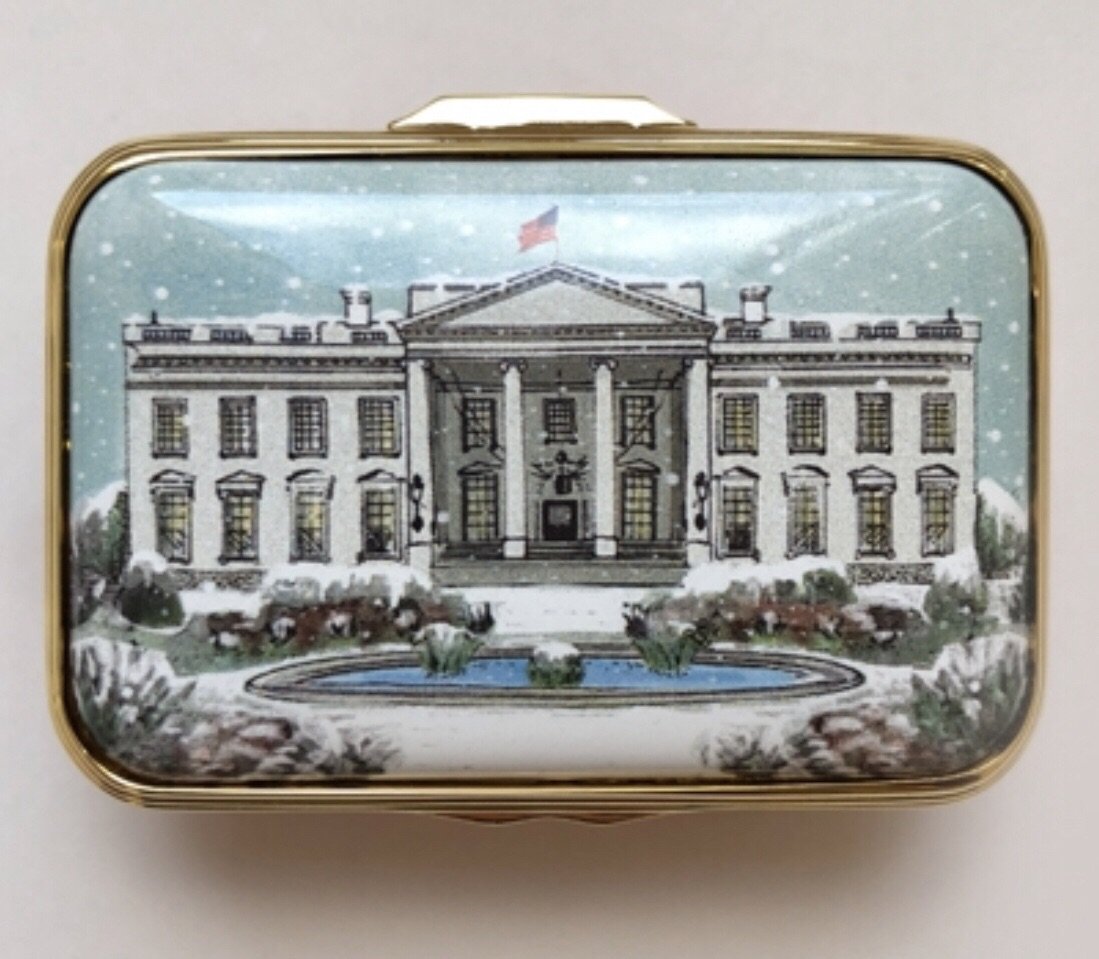 Hacyon Days White House in the Snow Christmas Enamel Box-Enamel Box-Sterling-and-Burke