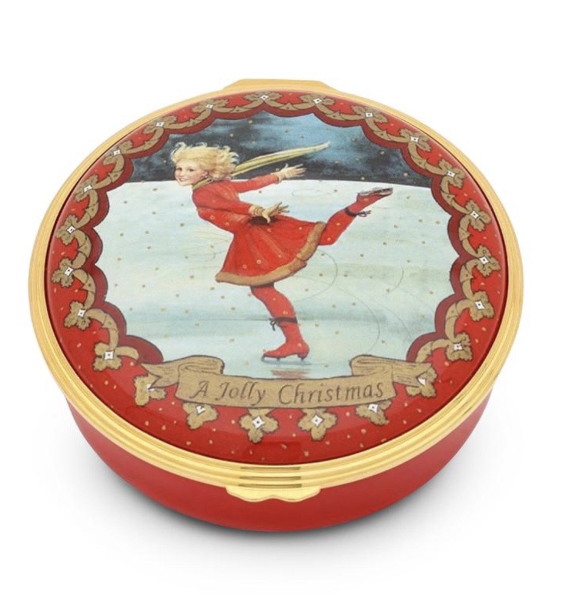 Halcyon Days Christmas Ice Skating Enamel Box-Enamel Box-Sterling-and-Burke