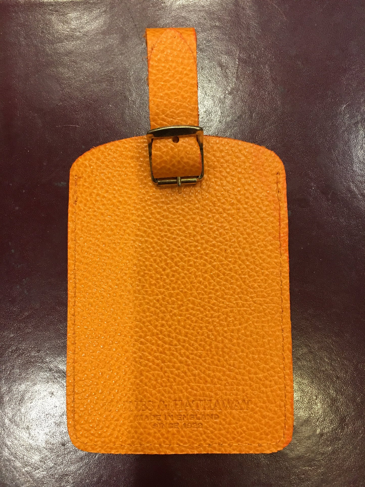 Leather Luggage Tag | Black | Orange | Daines and Hathaway | Made in England-Luggage Tag-Sterling-and-Burke