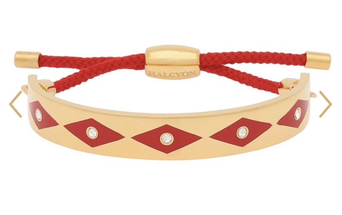 Halcyon Days 1cm Parterre Sparkle Friendship Enamel Bangle in Red and Gold-Jewelry-Sterling-and-Burke