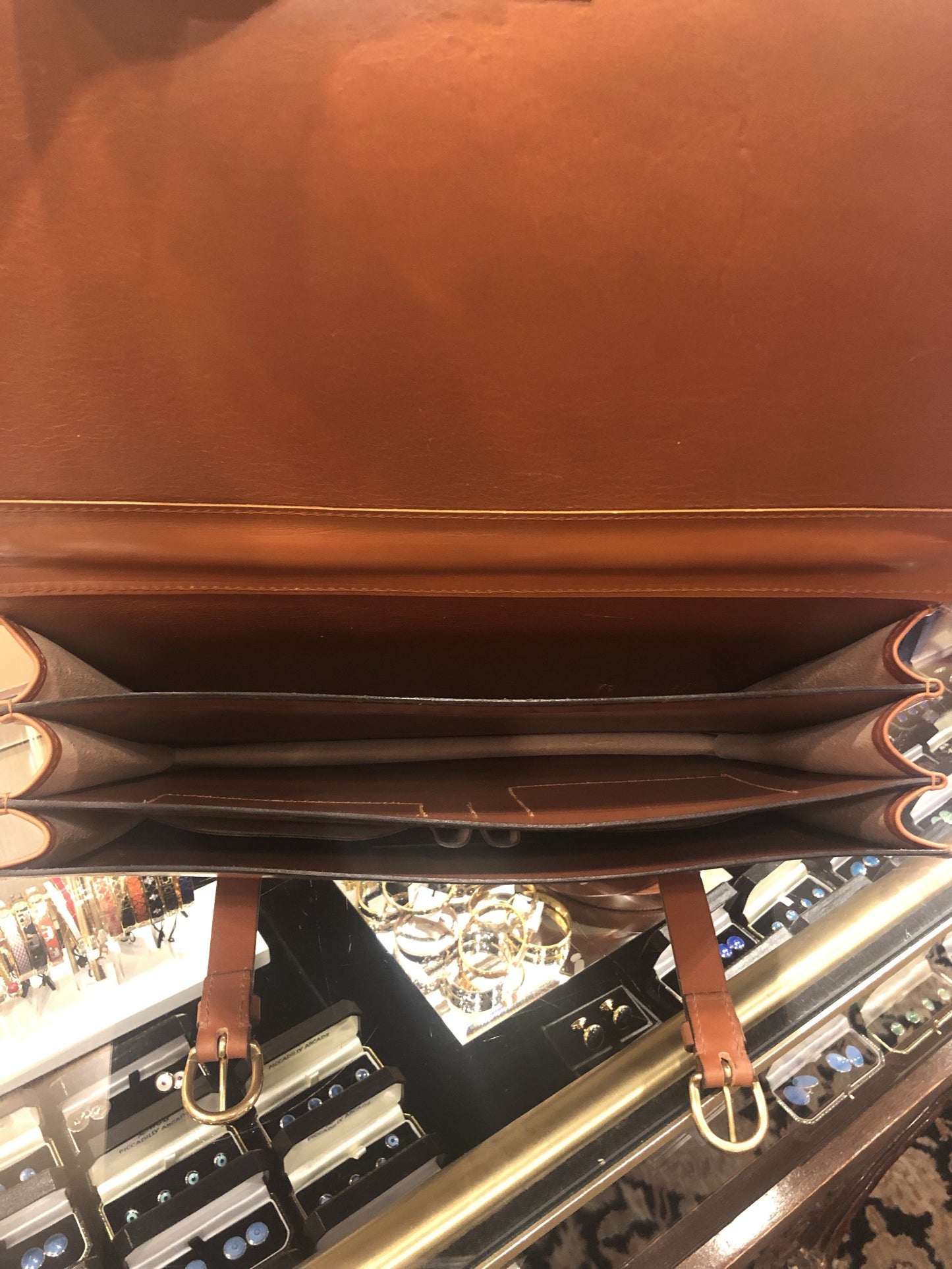 Sterling & Burke Strap Around Document Case in Dark London Tan with Brass-Business Bags-Sterling-and-Burke