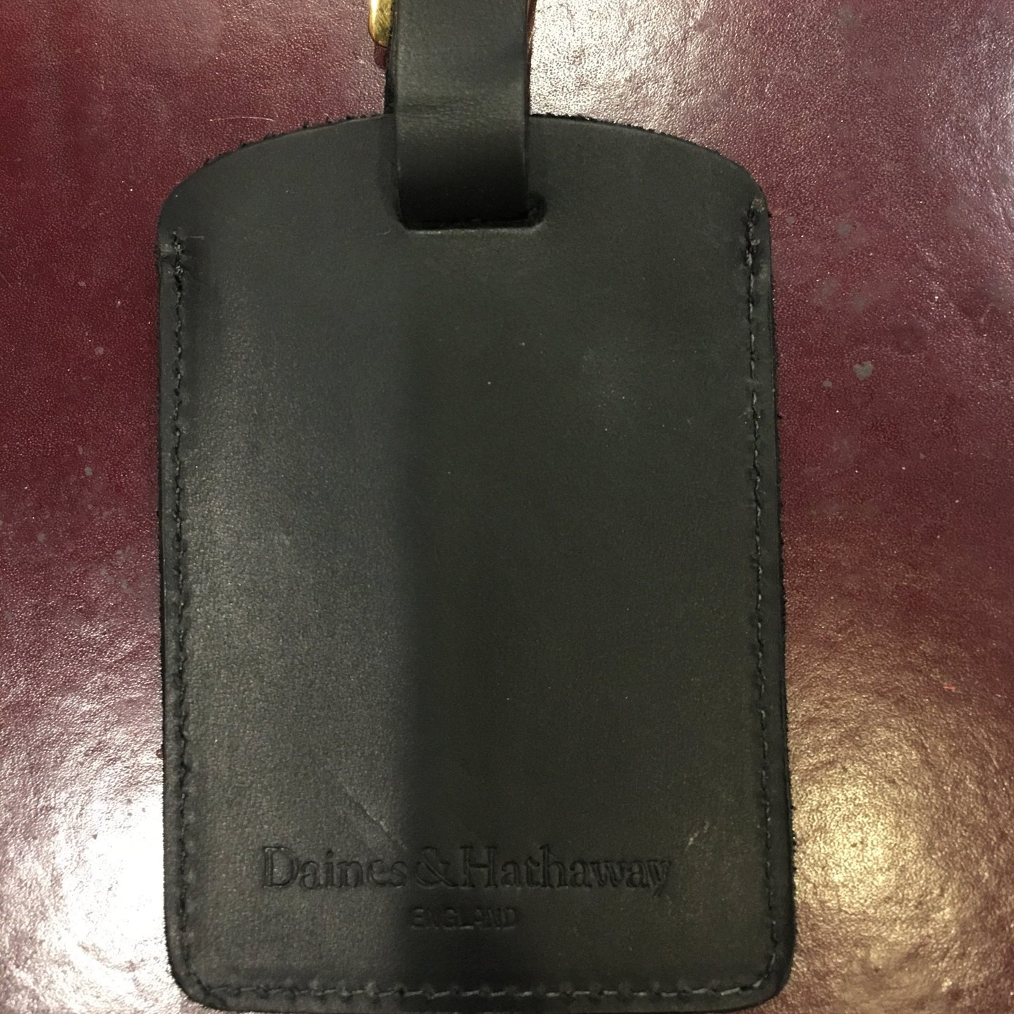 Leather Luggage Tag | Black | Orange | Daines and Hathaway | Made in England-Luggage Tag-Sterling-and-Burke