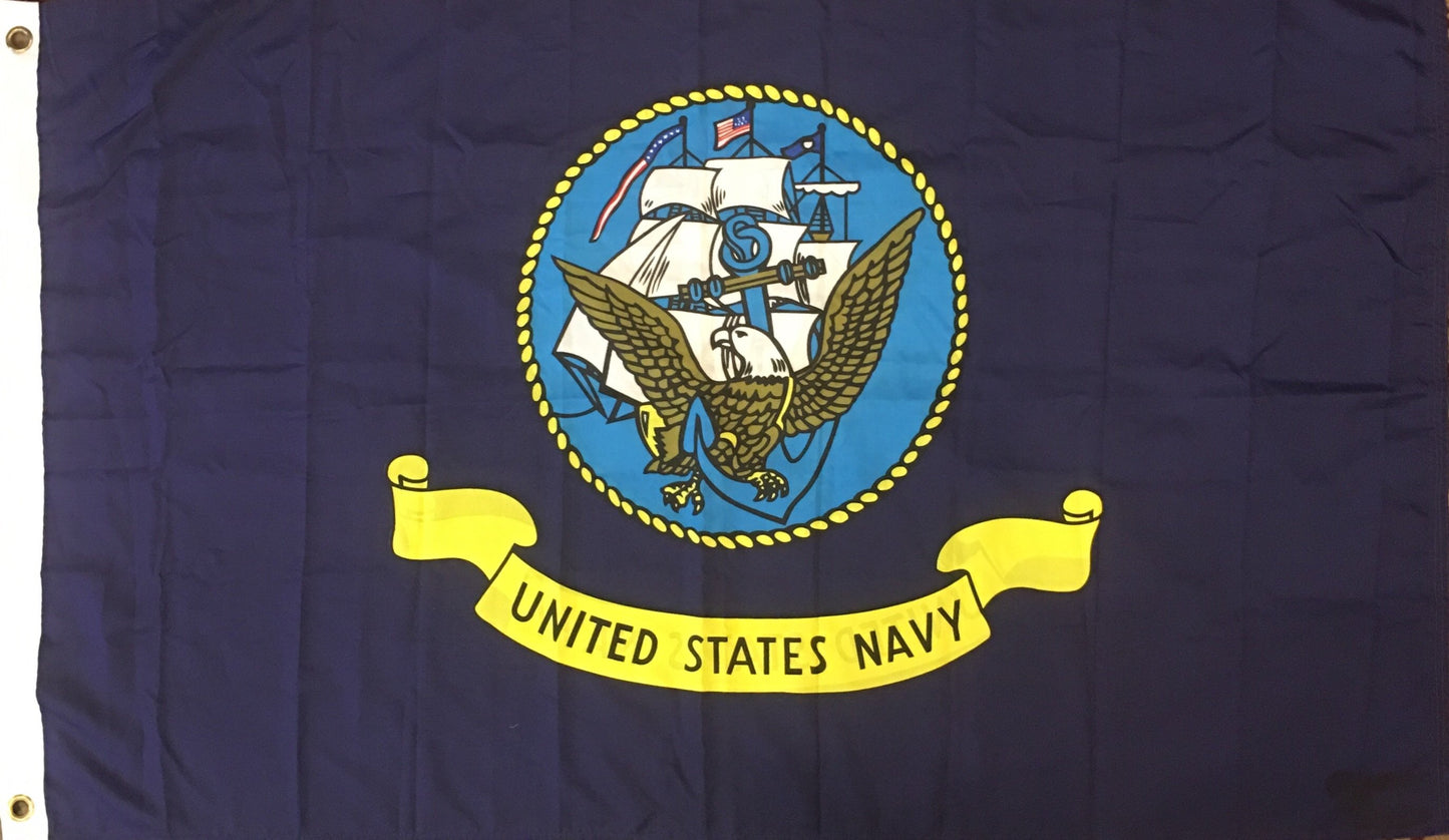 "UNITED STATES NAVY", 59 by 35 Inches-Vintage Flag-Sterling-and-Burke