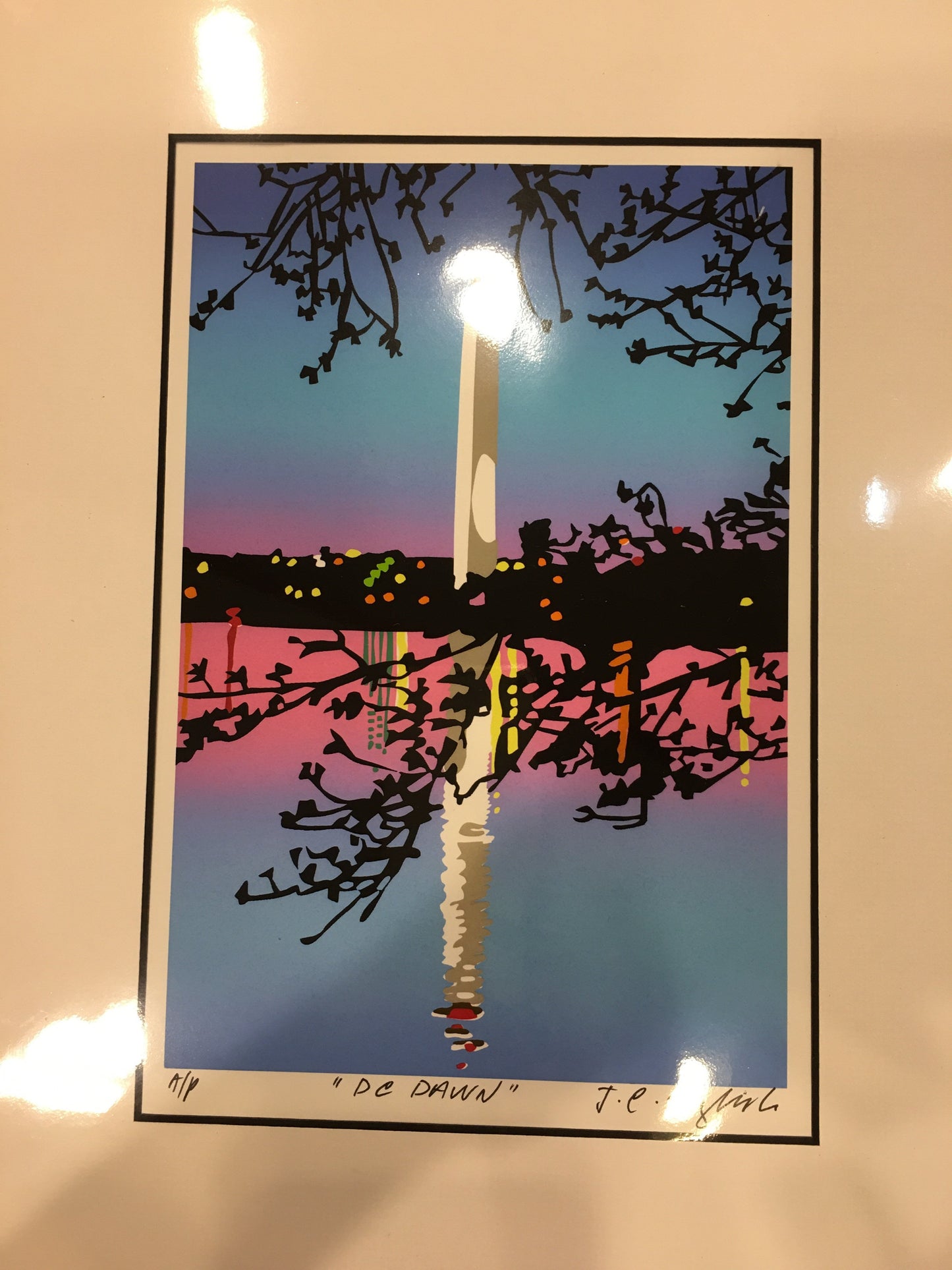 Framed DC Dawn | Washington Monument Art | The Washington Monument, DC at Dawan | Art by Joseph Craig English | 13 by 16 Inches-Giclee Print-Sterling-and-Burke