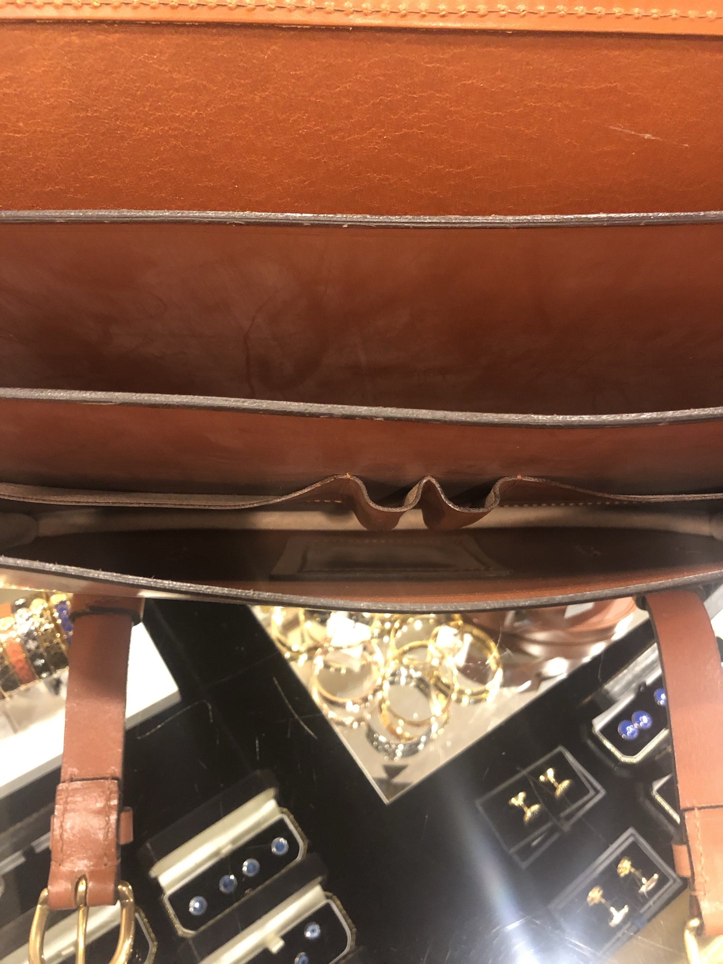 Sterling & Burke Strap Around Document Case in Dark London Tan with Brass-Business Bags-Sterling-and-Burke