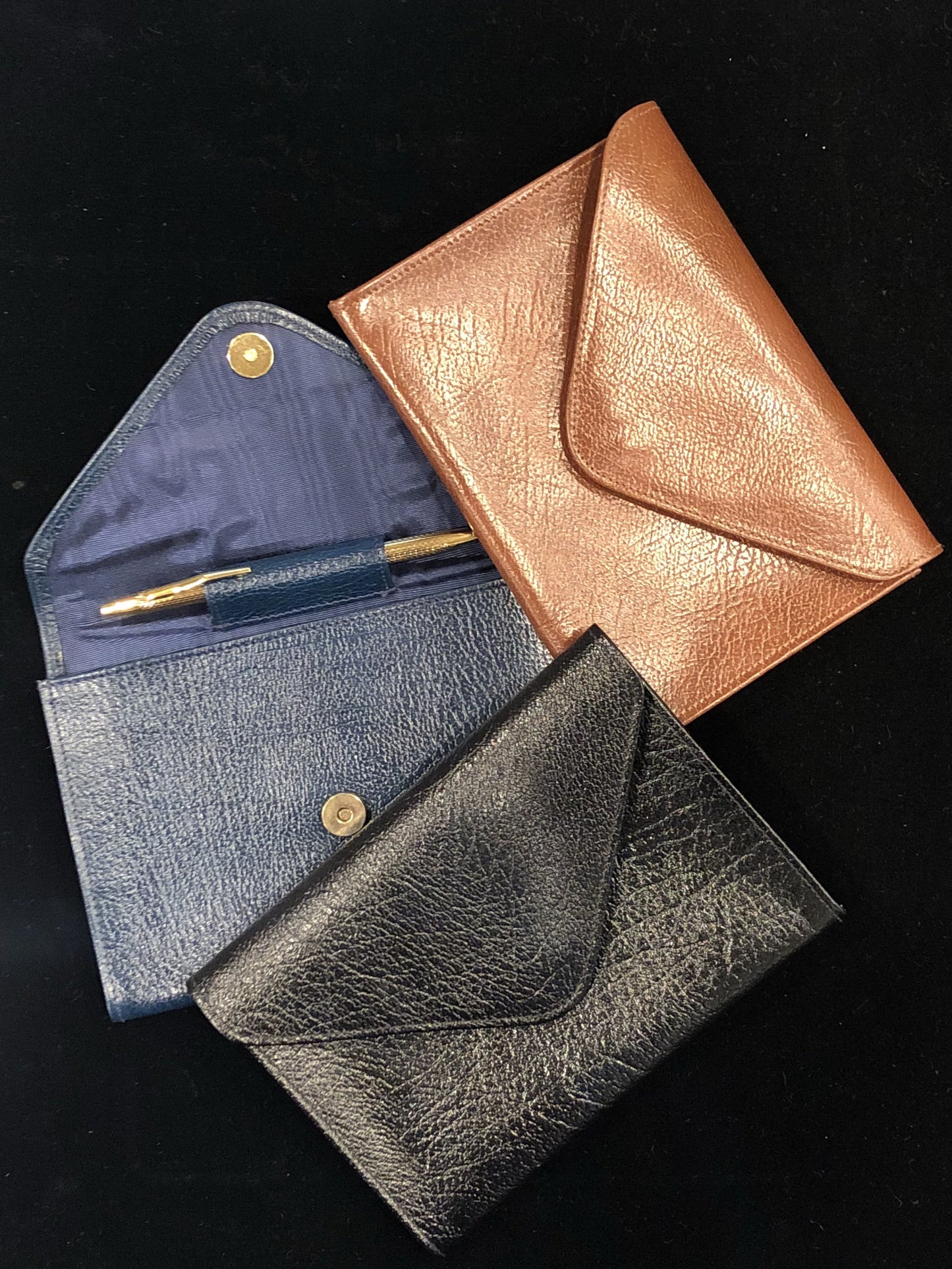 Photo Envelope Wallet with a Pen | Smooth Calf Leather | Silk Lining | Made in England | Sterling and Burke-Leather Envelope-Sterling-and-Burke