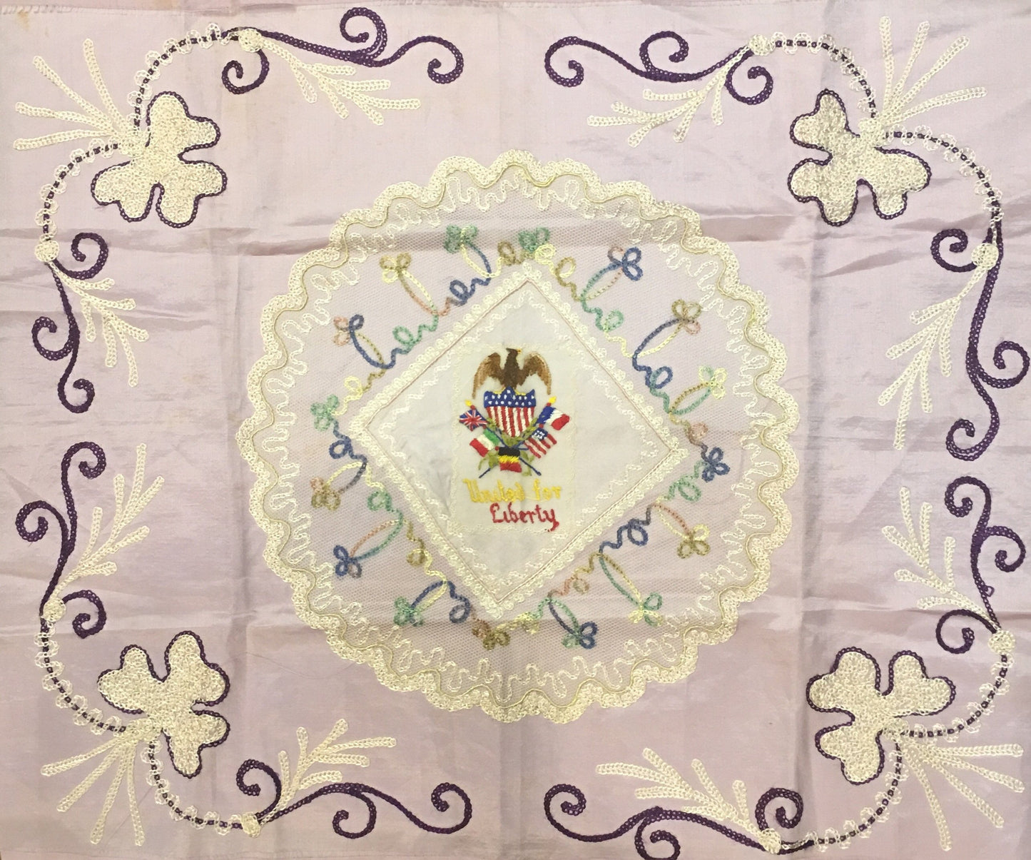 "United for Liberty" | Vintage Textile | 20.5" x 17.5"-Vintage Textile-Sterling-and-Burke