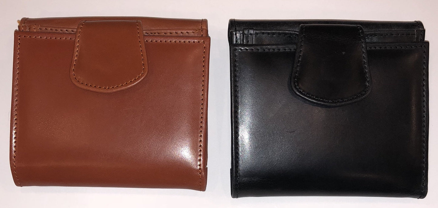 Black bridle hide leather wallet with coin purse and snap | Dark London Tan | Sterling and Burke-Wallet-Sterling-and-Burke