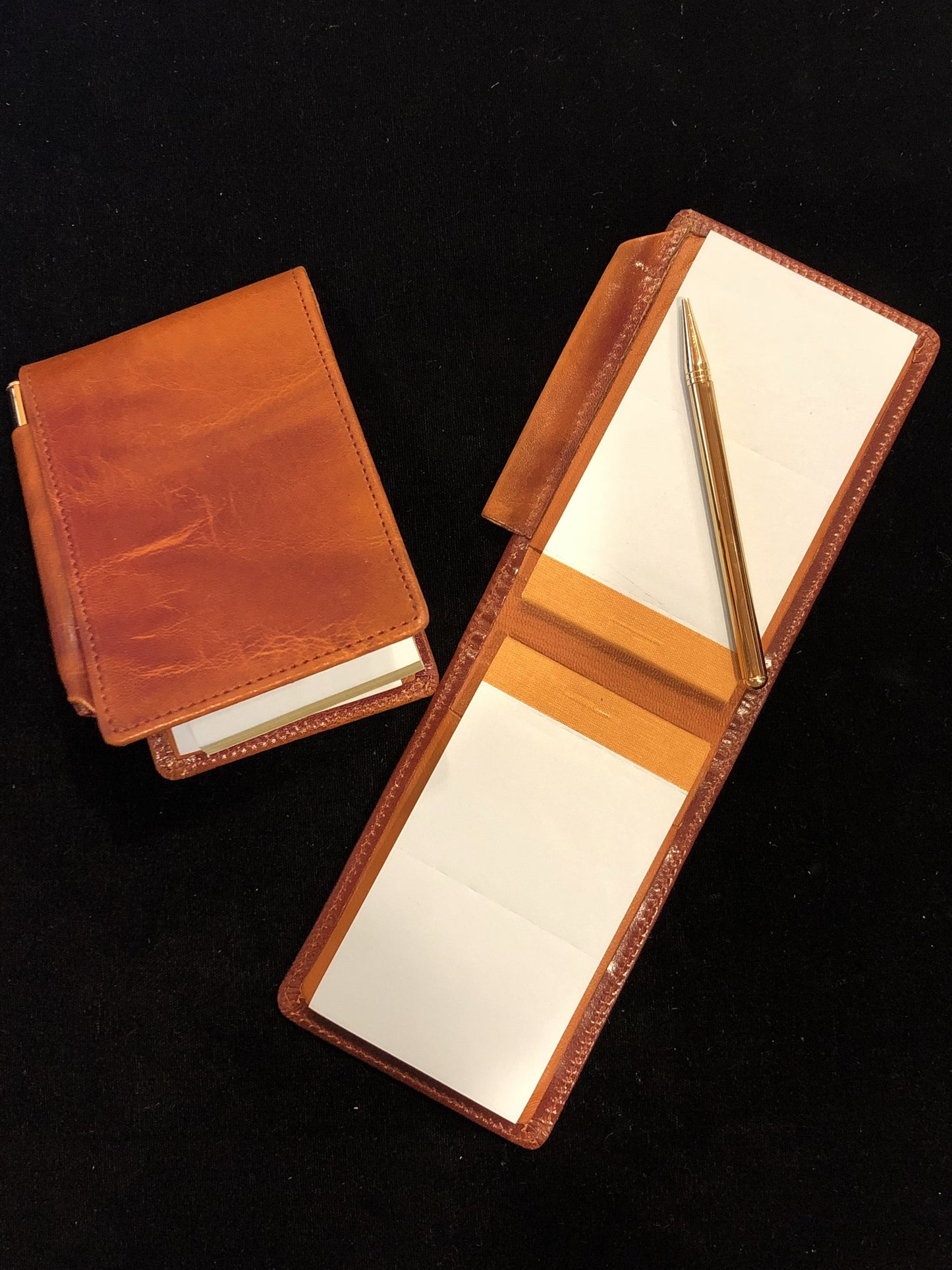 Memo Card Case | Pebbled Leather | Smooth Calf Leather | Blue Paper | Gilt Mechanical Pencil | Sterling and Burke-Travel Notes-Sterling-and-Burke