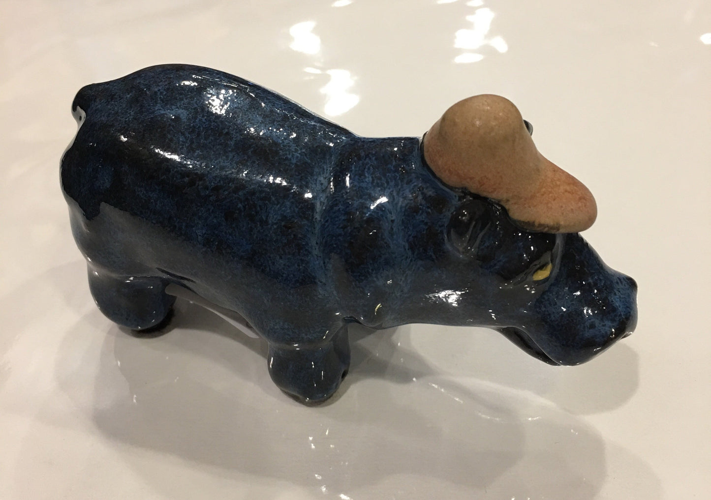 Ceramic | Party Hippo by Trinka Roeckelein | 5" x 2.5"-Ceramics-Sterling-and-Burke