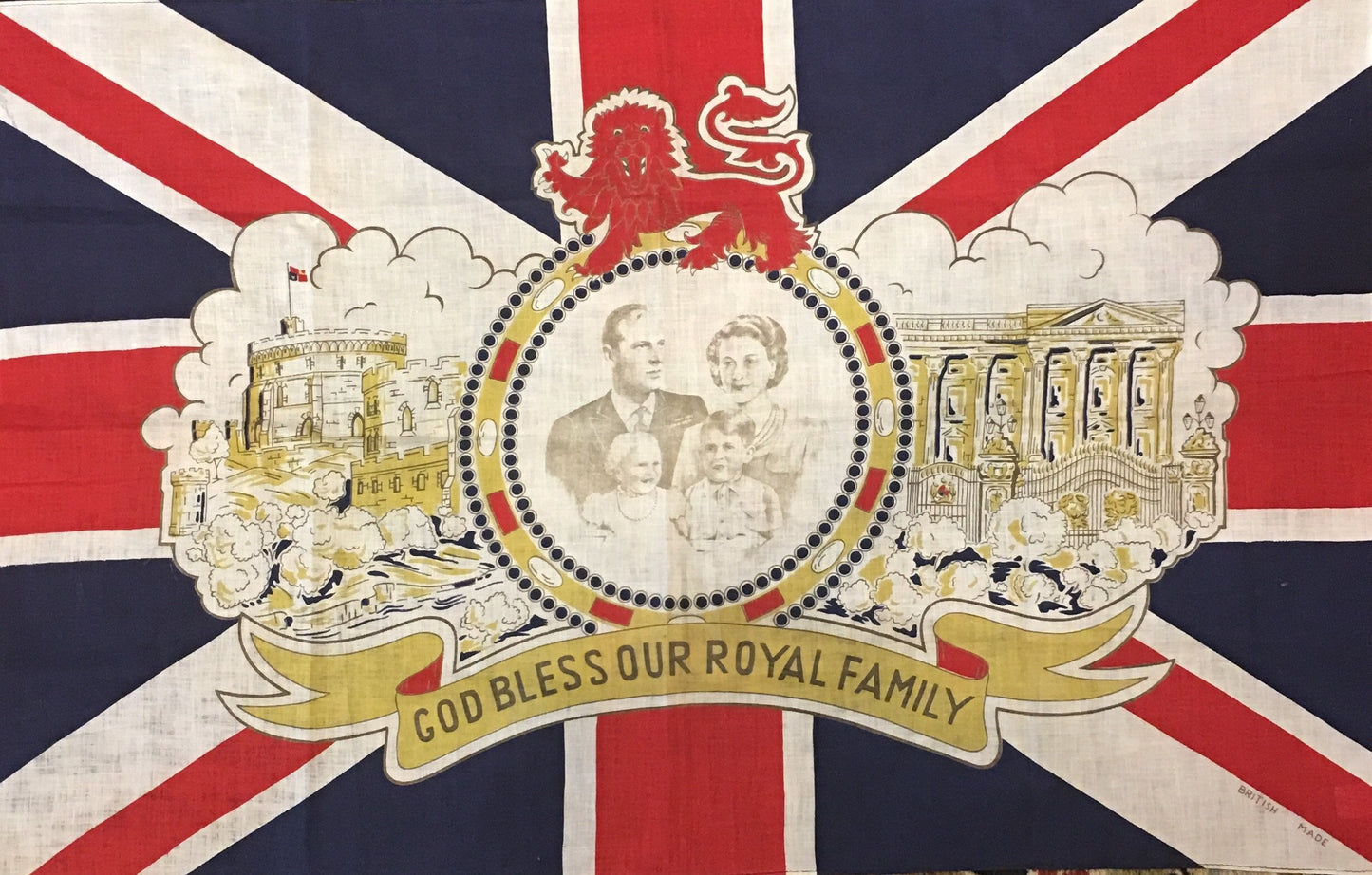 God Bless the Royal Family British Flag | British Made | Vintage UK Flag | 22" x 34"-Vintage Flag-Sterling-and-Burke