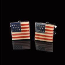 Square American Flag Cufflinks-Cufflinks-Sterling-and-Burke