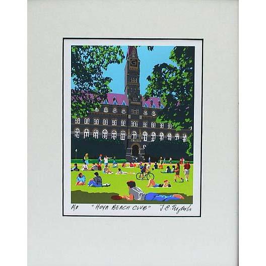 Georgetown University | Georgetown Univ Hoya Beach Club Art | Artist Joseph Craig English | 11 by 14 inches-Giclee Print-Sterling-and-Burke