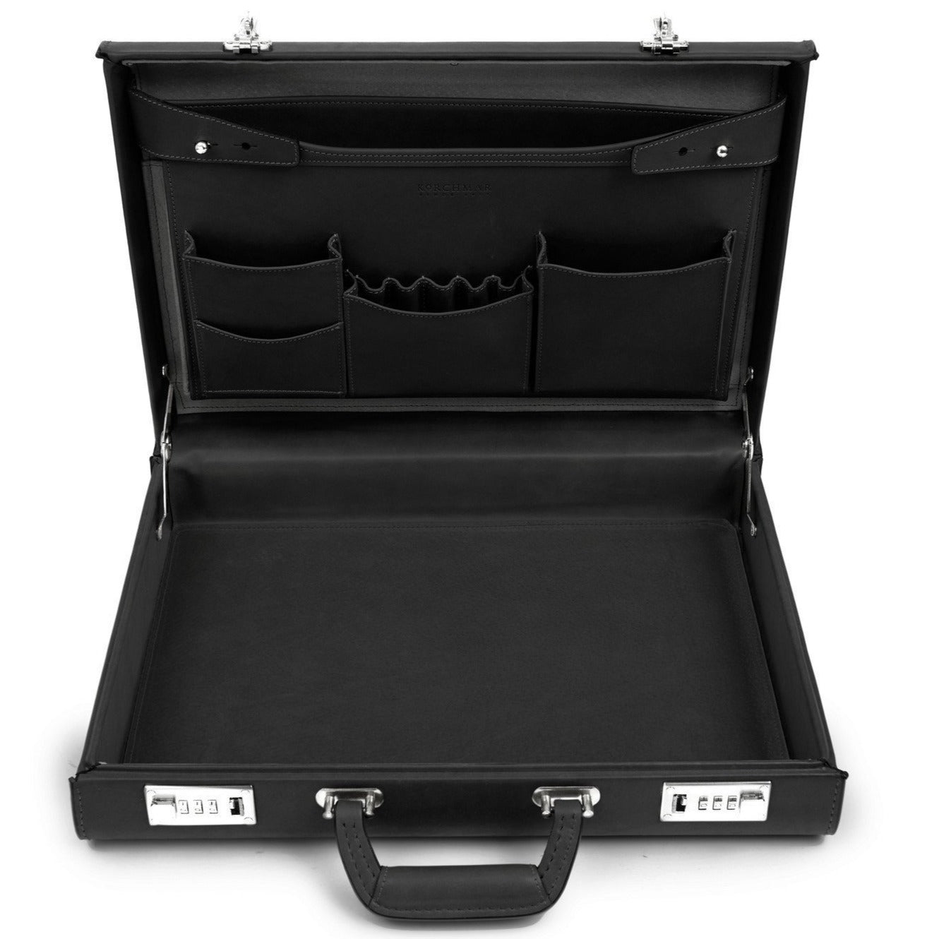 Attache Case | American Belting Leather | Monroe Classic | 4 Inch Leather Attache Brief Case | Monogram with Initials | Korchmar | Tan or Black-Attache-Sterling-and-Burke