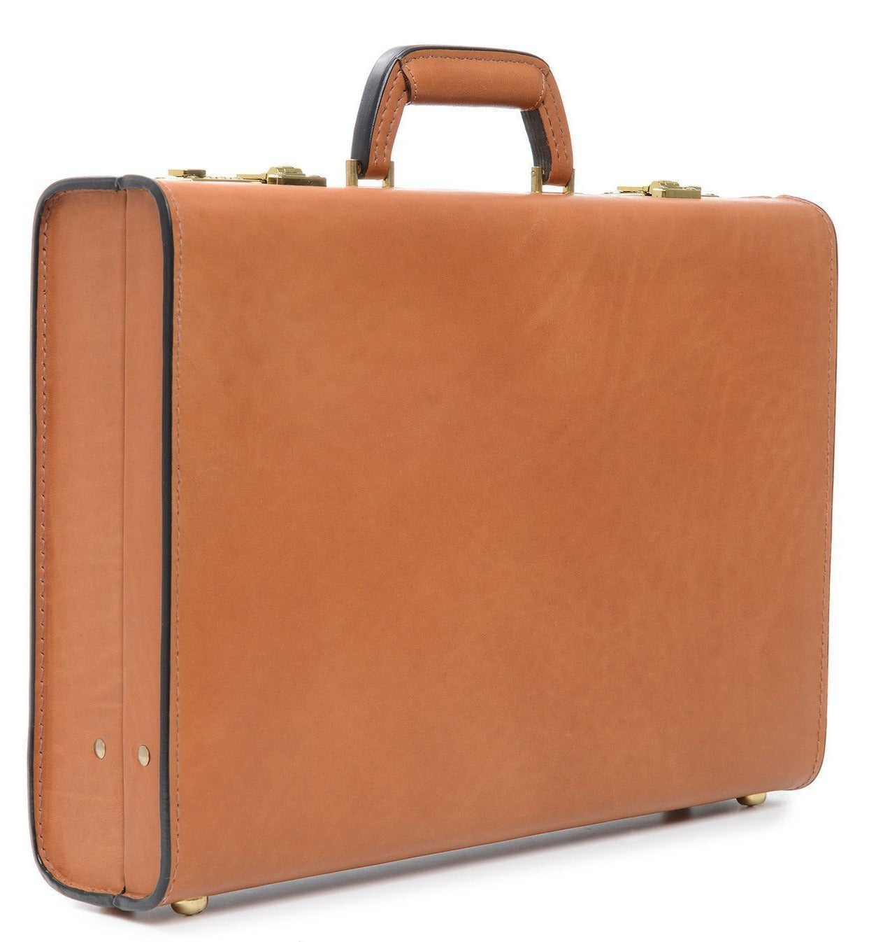 Attache Case | American Belting Leather | Monroe Classic | 4 Inch Leather Attache Brief Case | Monogram with Initials | Korchmar | Tan or Black-Attache-Sterling-and-Burke