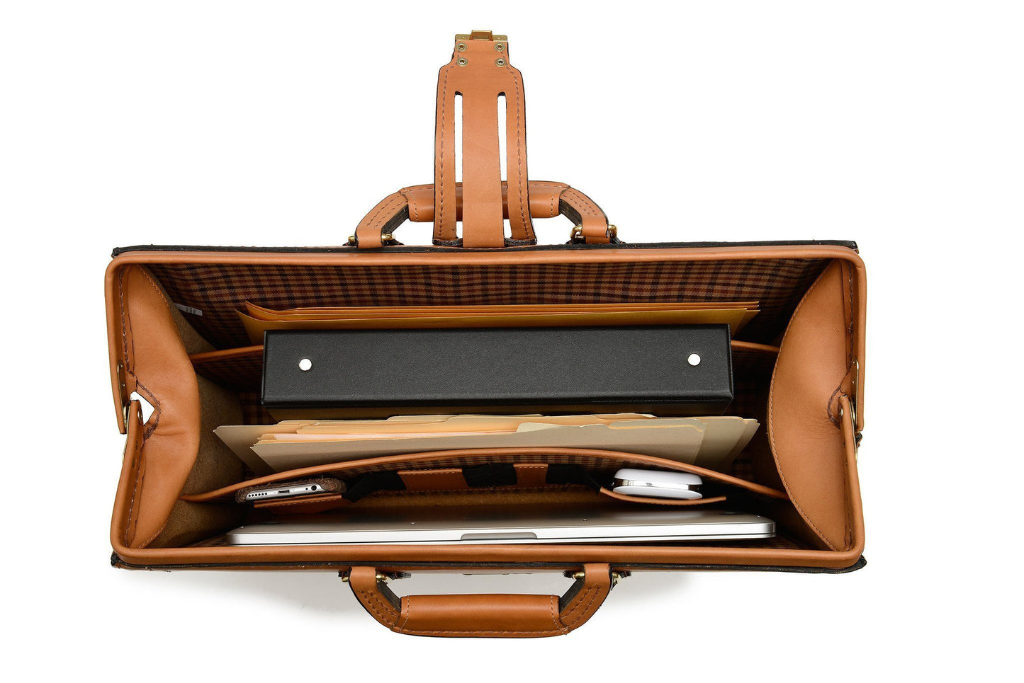 Churchill Briefcase | Classic Top Frame Leather | Korchmar Lawyers Briefcase-Briefcase-Sterling-and-Burke