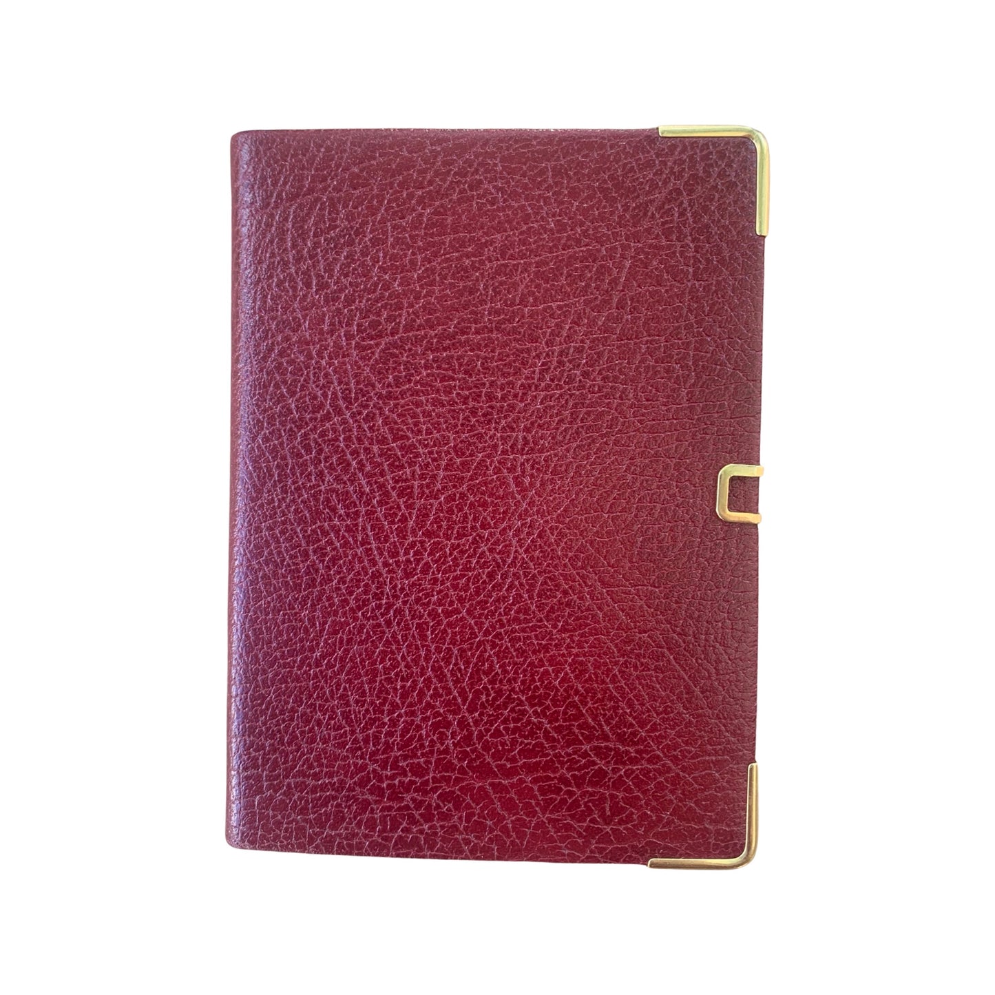 Address Book with Pencil, Gold Clasp, Gold Corners, Buffalo Embossed Calf Leather 4 by 2.5 Inch