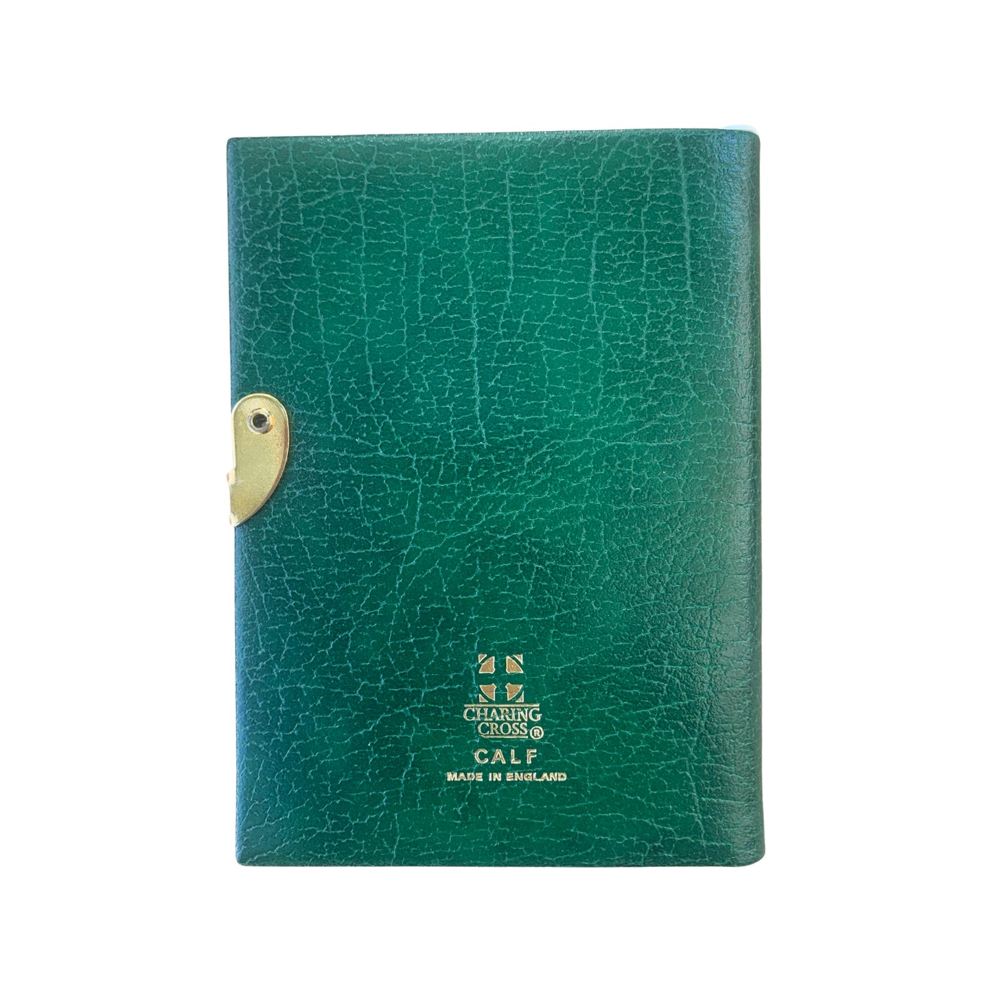 Address Book with Pencil, Gold Clasp, Gold Corners, Buffalo Embossed Calf Leather 4 by 2.5 Inch