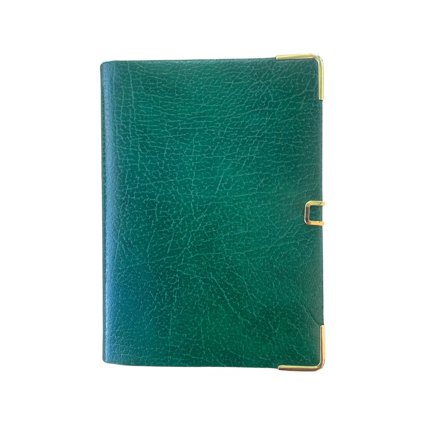 Address Book with Pencil, Gold Clasp, Gold Corners, Buffalo Embossed Calf Leather 4 by 2.5 Inch