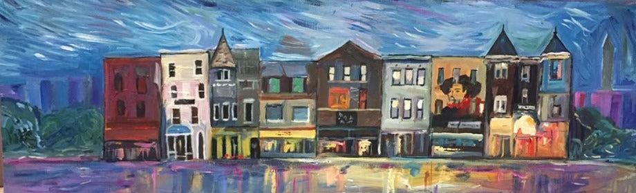 Art | 18th Street | Adams Morgan | Washington DC Art | Acrylic Painting by Zachary Sasim | 12" by 36"